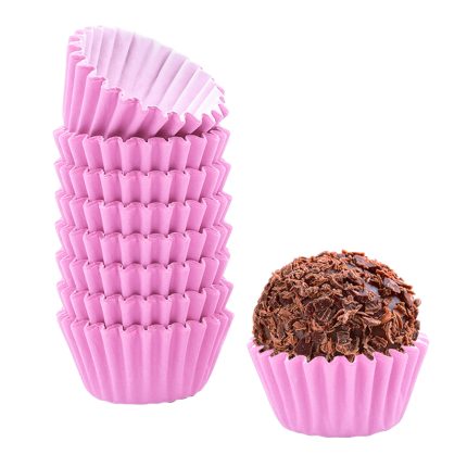 Pack C/ 100 Forminhas de Papel Rosa Bebe Para Brigadeiro