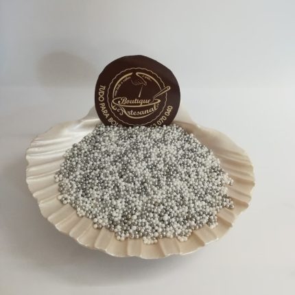 Micro Pérolas Açúcar Prata e Branco