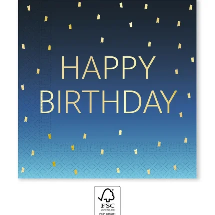 Pack 20 Guardanapos Happy Birthday Azul