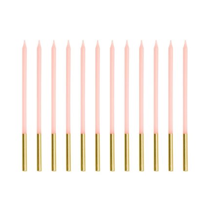 Pack 12 Velas Altas Rosa / Douradas